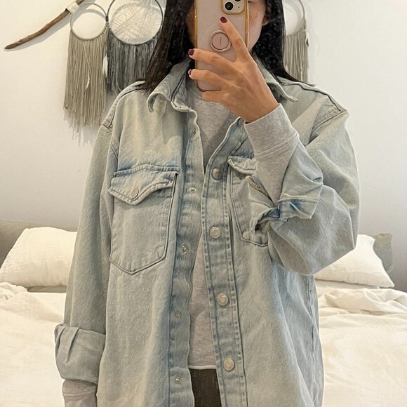 Zara Light Blue Oversized Denim Jacket XS / S - Picture 3 of 4